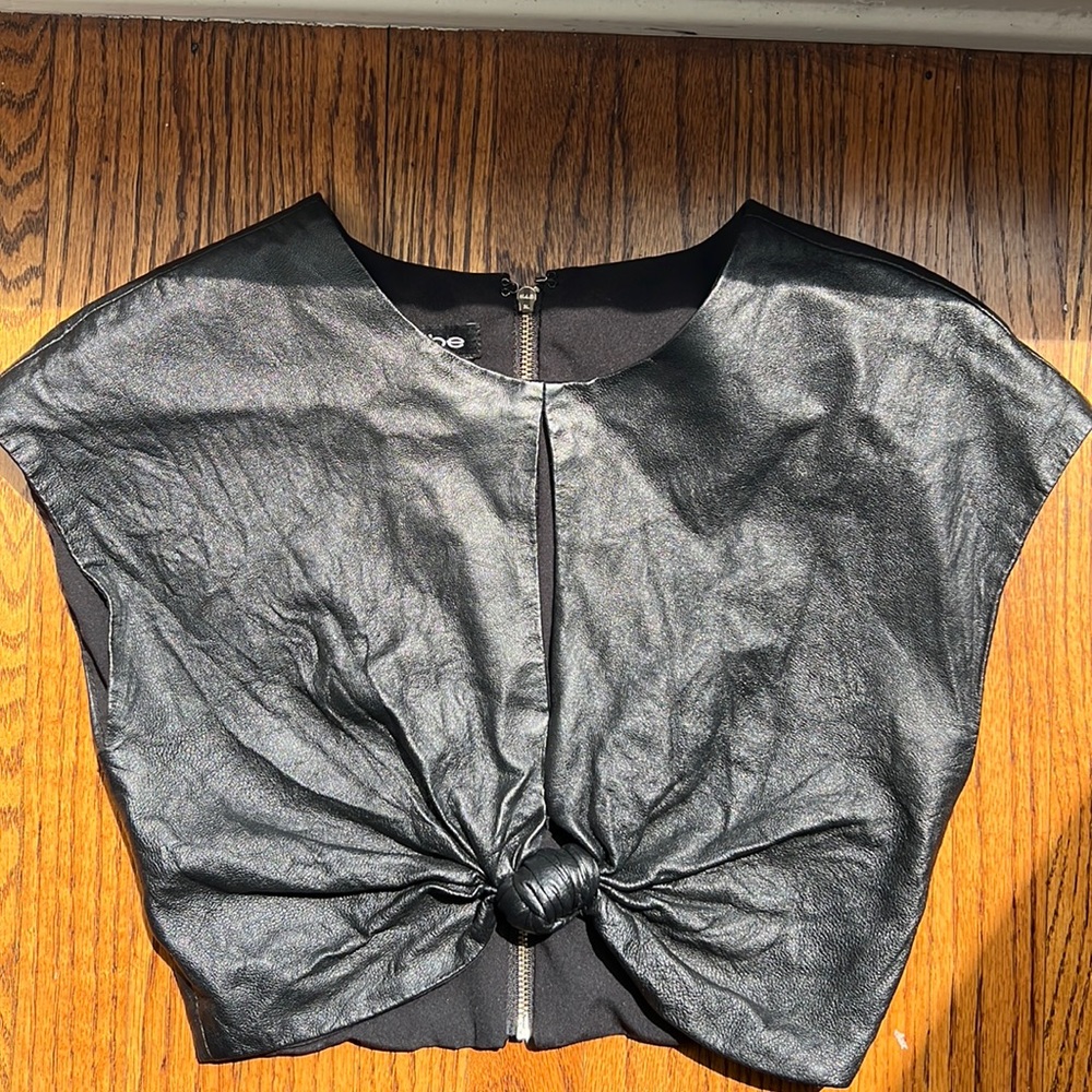Bebe real leather crop top